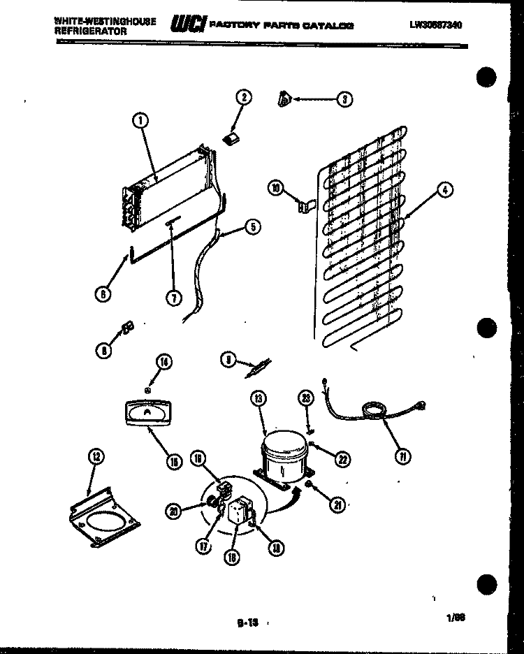 SYSTEM AND AUTOMATIC DEFROST PARTS Diagram and Parts List for RT164HLH0  Frigidaire Refrigerator