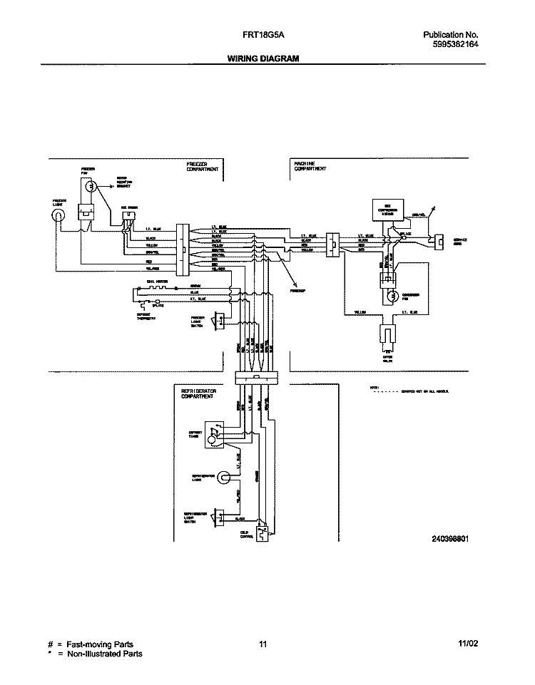 WIRING DIAGRAM Diagram and Parts List for FRT18G5AW6  Frigidaire Refrigerator