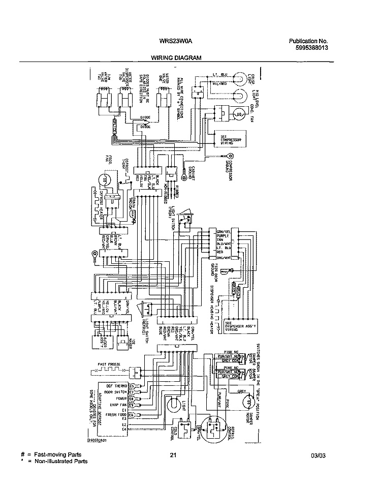 WIRING DIAGRAM Diagram and Parts List for WRS23W0AW6  Westinghouse Refrigerator