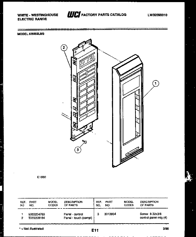 CONTROL PANEL Diagram and Parts List for KB969LM0  Frigidaire Microwave Oven Combo