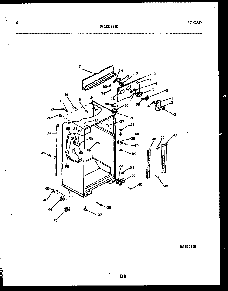 CABINET PARTS Diagram and Parts List for FPCE21TRW0  Frigidaire Refrigerator