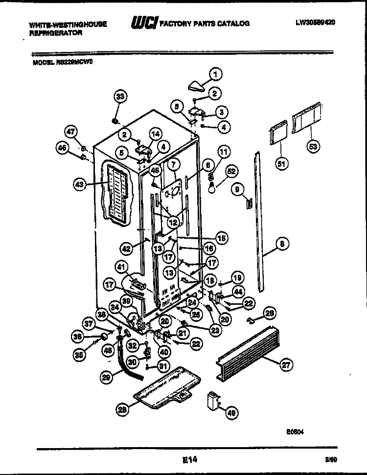 CABINET PARTS Diagram and Parts List for RS229MCD0  Frigidaire Refrigerator