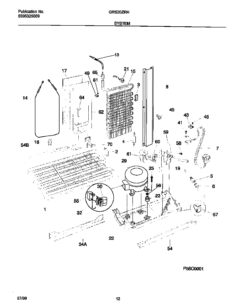 SYSTEM Diagram and Parts List for GRS20ZRHW1  Gibson Refrigerator