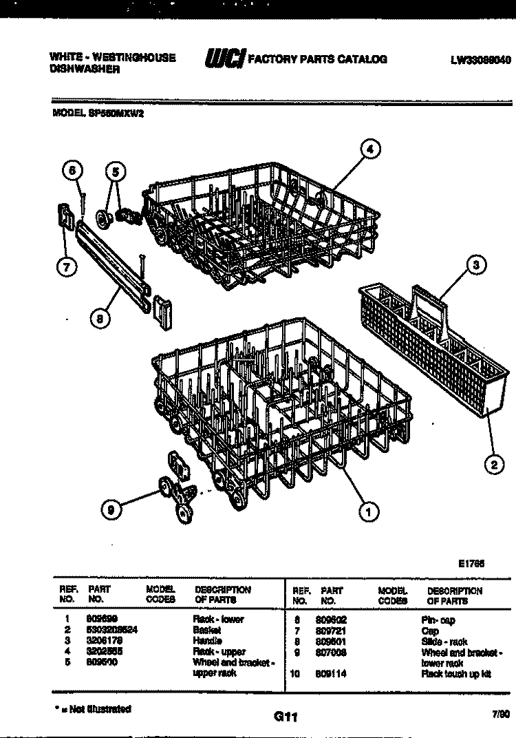 RACKS AND TRAYS Diagram and Parts List for SP560MXF2  Frigidaire Dishwasher