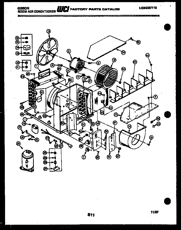 ELECTRICAL AND AIR HANDLING PARTS Diagram and Parts List for AK09B6ERBC  Gibson Air Conditioner
