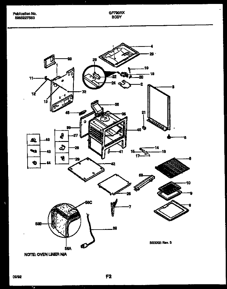 BODY PARTS Diagram and Parts List for GF790RXD1  Frigidaire Range