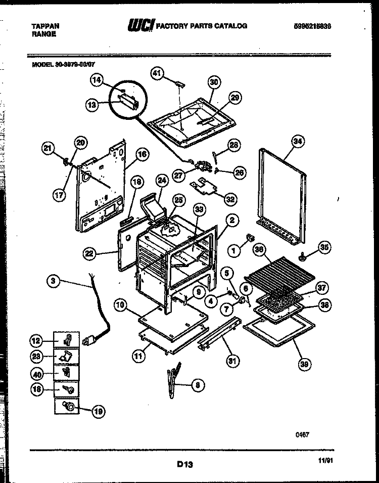 BODY PARTS Diagram and Parts List for 30-3979-00-07  Tappan Range