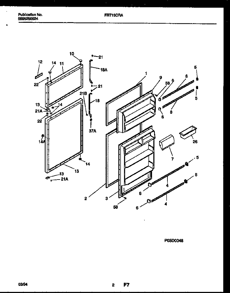 DOOR PARTS Diagram and Parts List for FRT15CRAZ0  Frigidaire Refrigerator