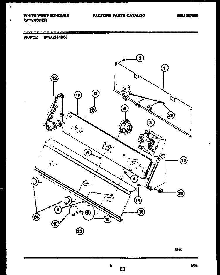 CONSOLE AND CONTROL PARTS Diagram and Parts List for WWX233RBS0  Frigidaire Washer