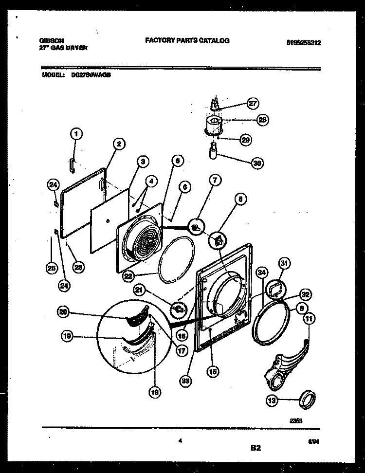 DOOR PARTS Diagram and Parts List for DG27S8WAGB  Gibson Dryer