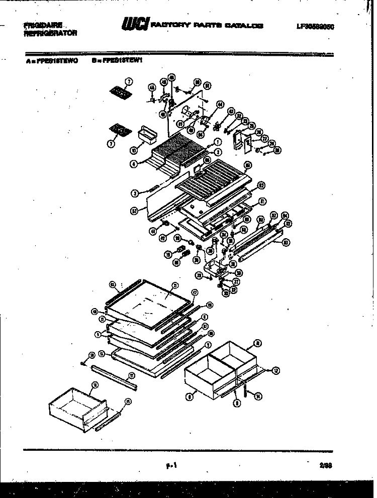 SHELVES AND SUPPORTS Diagram and Parts List for FPES18TEA0  Frigidaire Refrigerator