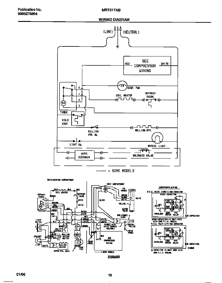 WIRING DIAGRAM Diagram and Parts List for MRT21TNBD3  Frigidaire Refrigerator