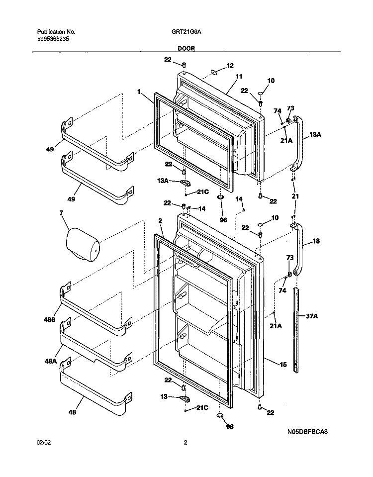 DOOR Diagram and Parts List for GRT21G6AQ2  Gibson Refrigerator