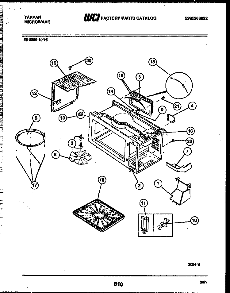 WRAPPER AND BODY PARTS Diagram and Parts List for 56-2259-10-16  Tappan Microwave
