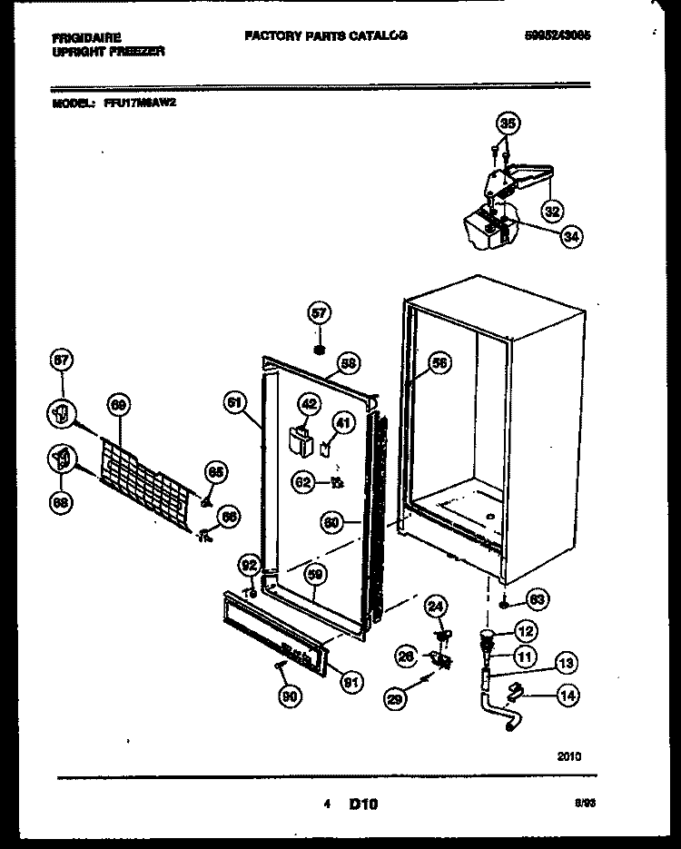 CABINET PARTS Diagram and Parts List for FFU17M6AW2  Frigidaire Freezer