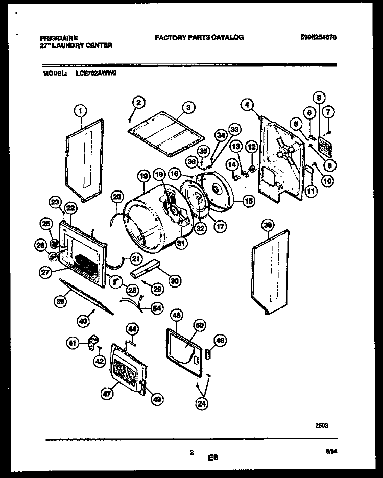 CABINET AND COMPONENT PARTS Diagram and Parts List for LCE702AWW2  Frigidaire Washer Dryer Combo