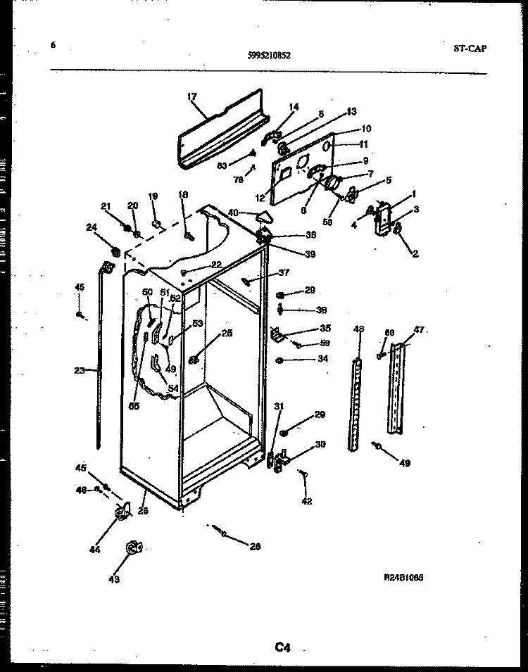 CABINET PARTS Diagram and Parts List for 95-2181-66-00  Tappan Refrigerator