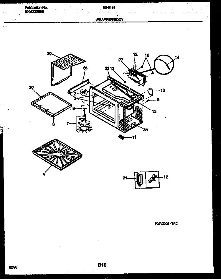 WRAPPER AND BODY PARTS Diagram and Parts List for 56-9131-10-03  Tappan Microwave