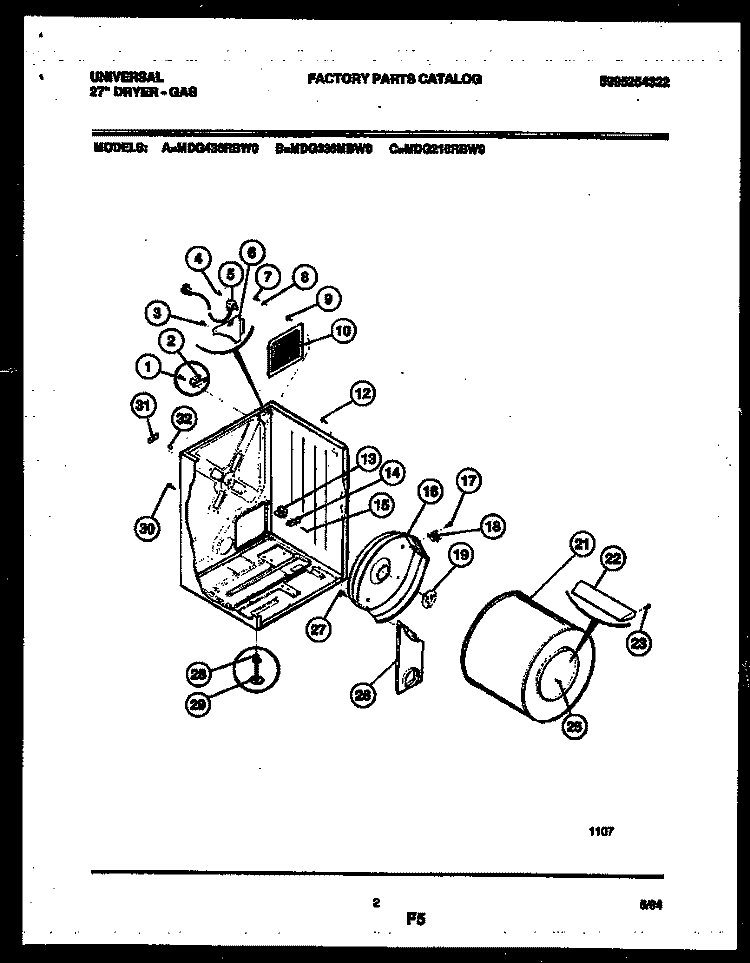 CABINET AND COMPONENT PARTS Diagram and Parts List for MDG336MBWW0  Gibson Dryer