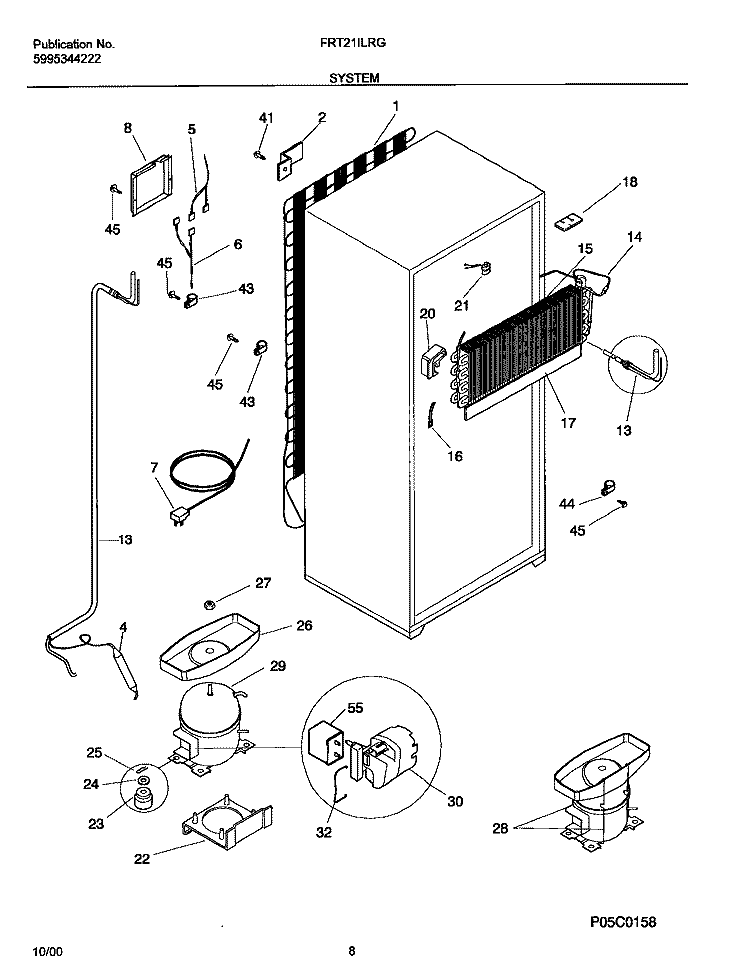 SYSTEM Diagram and Parts List for FRT21ILRGW4  Frigidaire Refrigerator