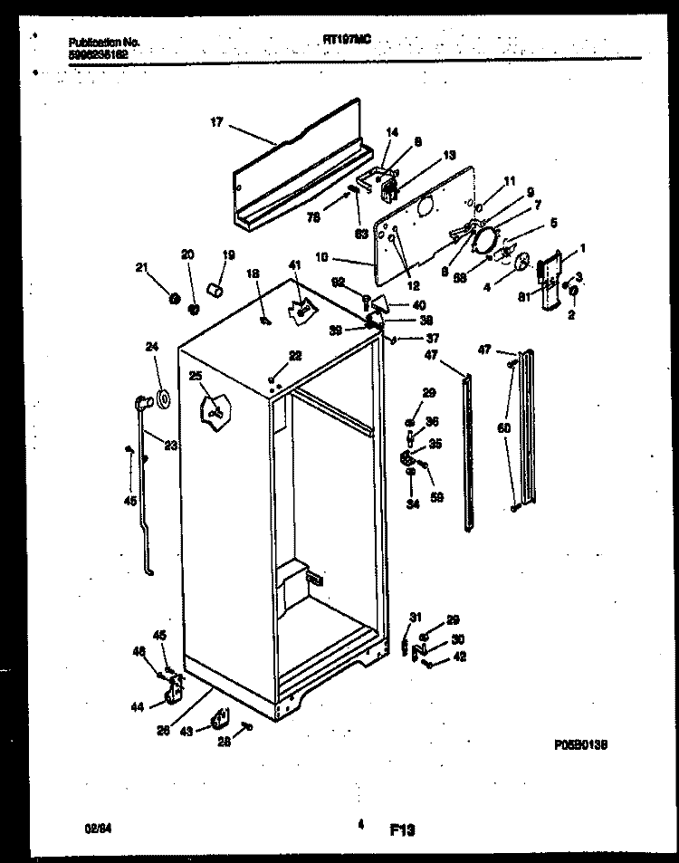 CABINET PARTS Diagram and Parts List for RT197MCD2  Frigidaire Refrigerator