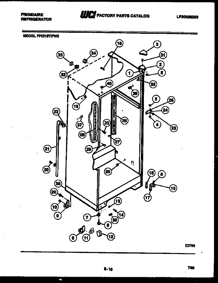 CABINET PARTS Diagram and Parts List for FPCI19TIFW0  Frigidaire Refrigerator