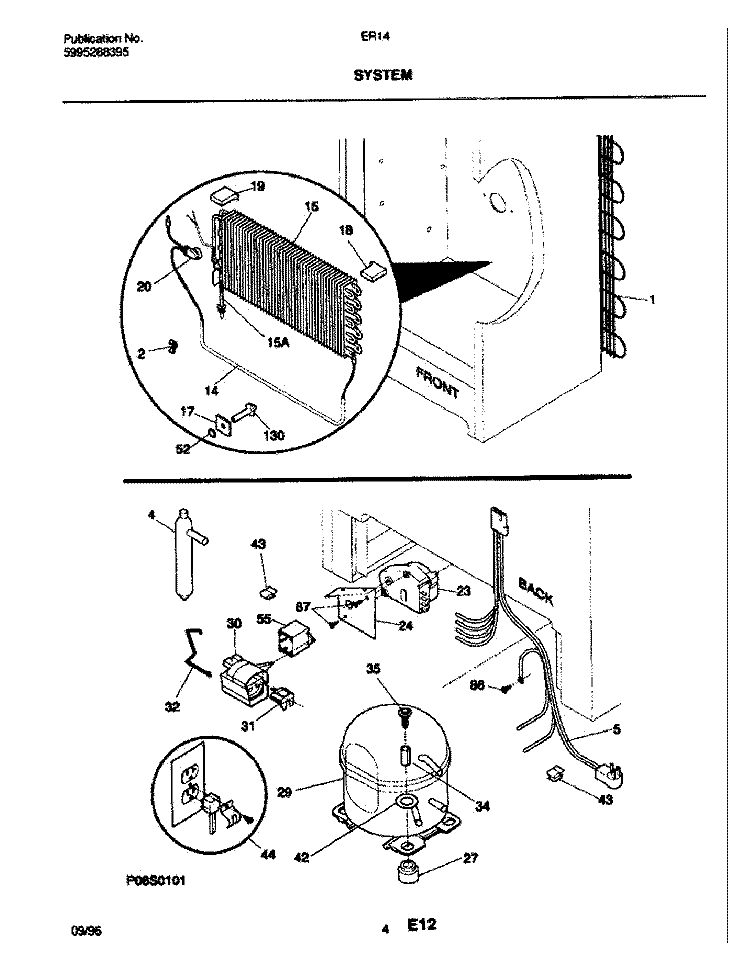 SYSTEM Diagram and Parts List for ER143  Frigidaire Freezer