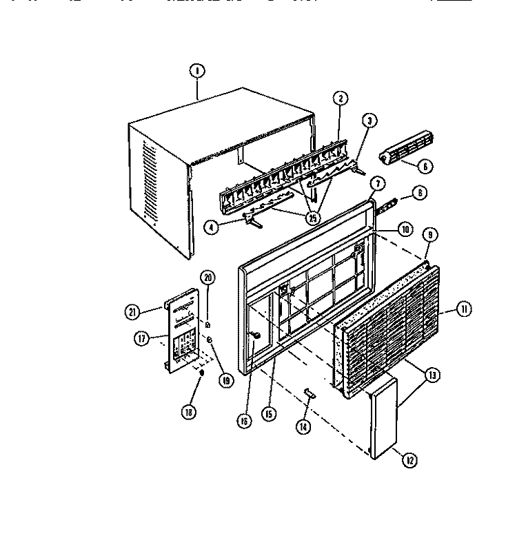 CABINET PARTS Diagram and Parts List for A08LH5E2  Frigidaire Air Conditioner