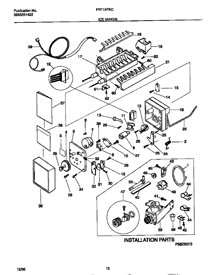 ICE MAKER Diagram and Parts List for FRT18TNCD4  Frigidaire Refrigerator