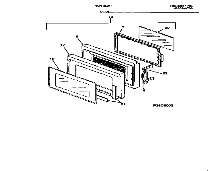 DOOR Diagram and Parts List for TMT104E1W0  Tappan Microwave