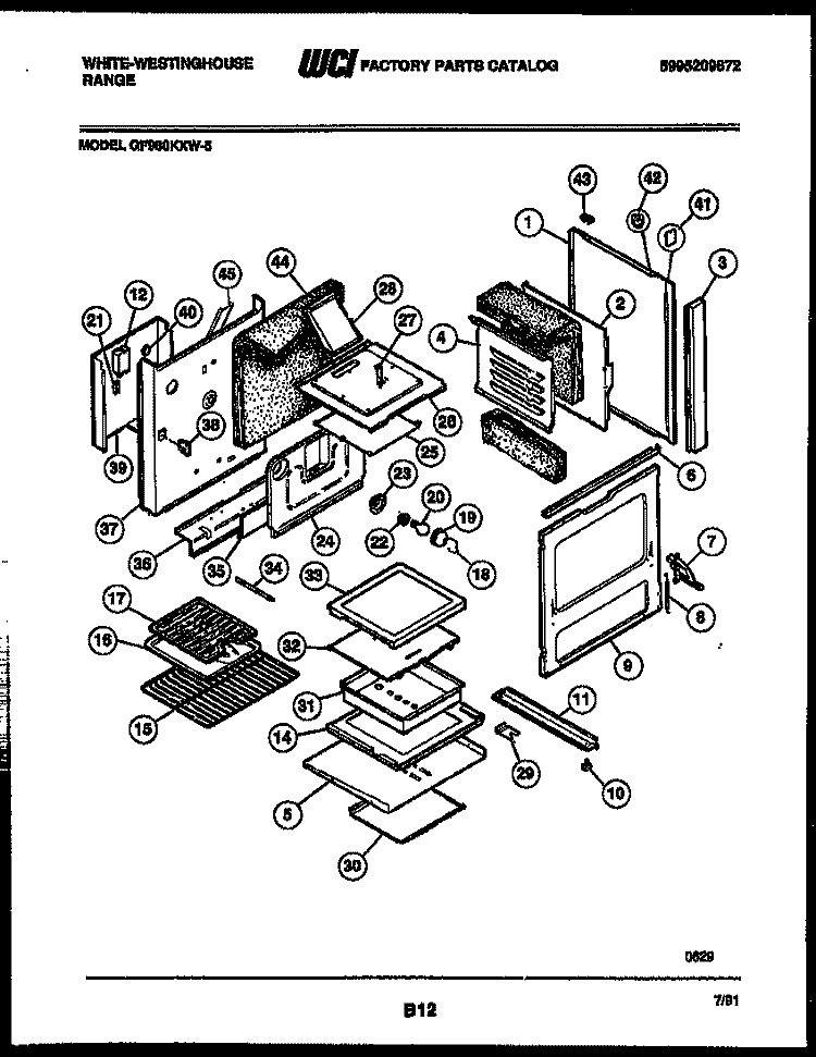BODY PARTS Diagram and Parts List for GF980KXD5  Frigidaire Range