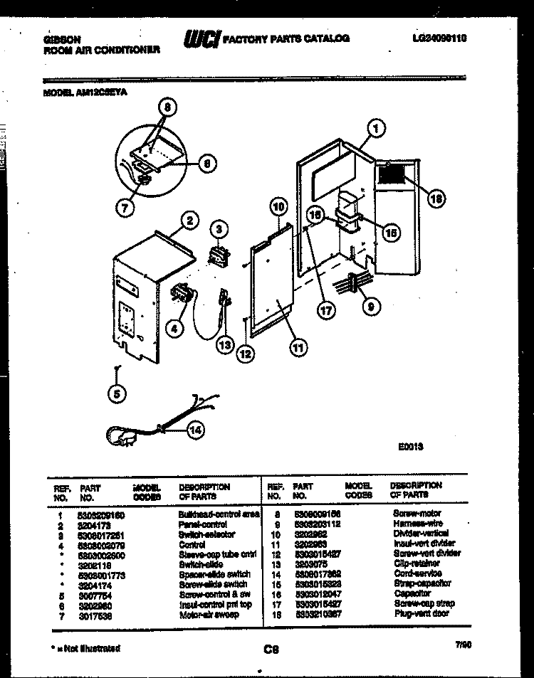 ELECTRICAL PARTS Diagram and Parts List for AM12C5EYA  Gibson Air Conditioner