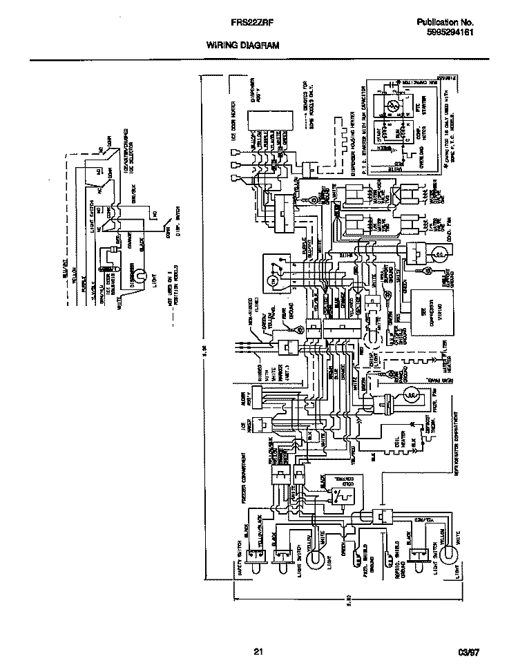 WIRING DIAGRAM Diagram and Parts List for FRS22ZRFW1  Frigidaire Refrigerator