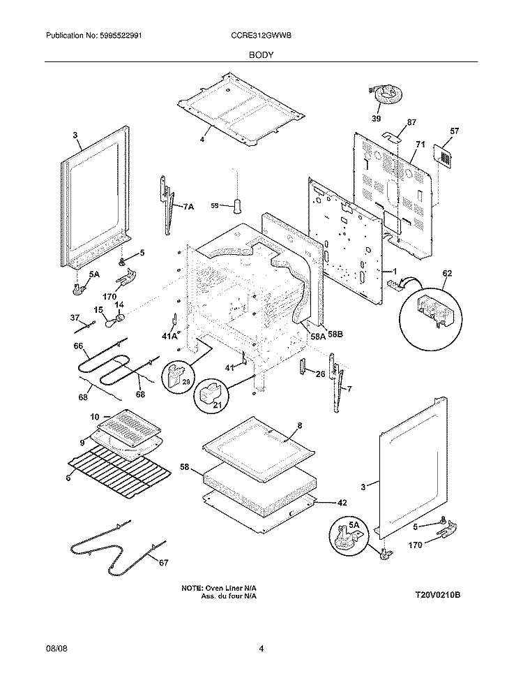 BODY Diagram and Parts List for CCRE312GWWB  Crosley Range