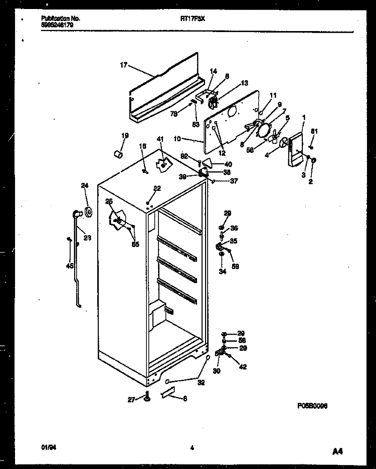 CABINET PARTS Diagram and Parts List for RT17F3WX4C  Gibson Refrigerator