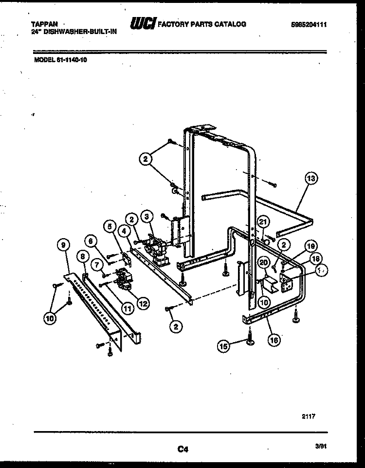 POWER DRY AND MOTOR PARTS Diagram and Parts List for 61-1140-23  Tappan Dishwasher