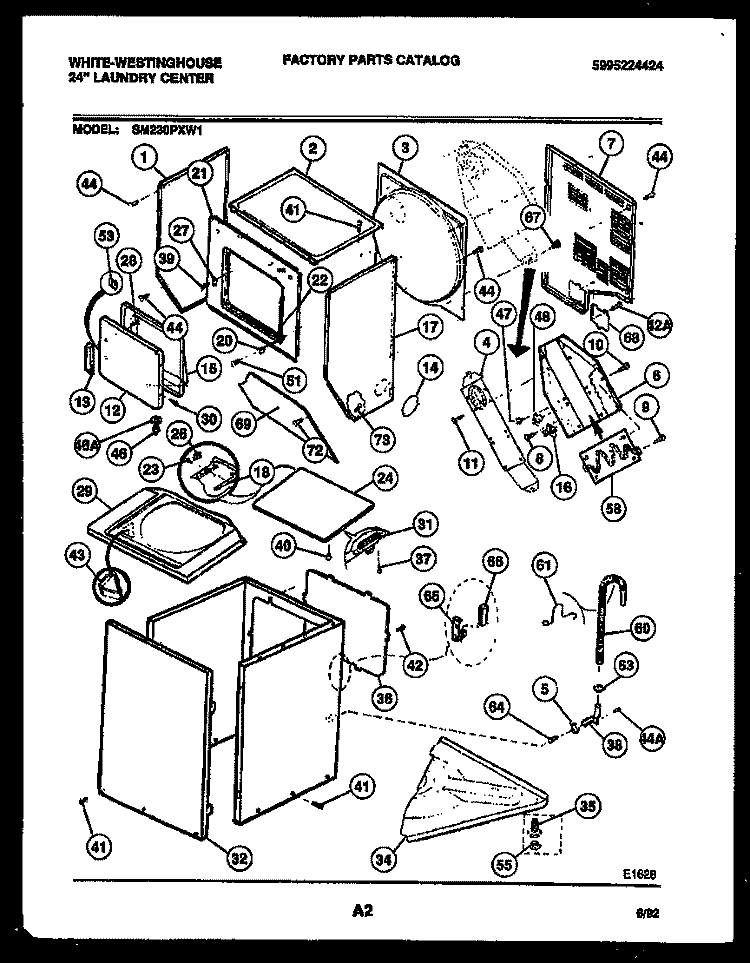 CABINET PARTS AND HEATER Diagram and Parts List for SM230PXD1  Frigidaire Washer