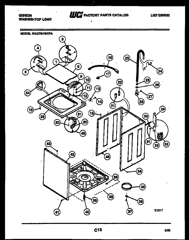 CABINET PARTS Diagram and Parts List for WA27S1WXFA  Gibson Washer