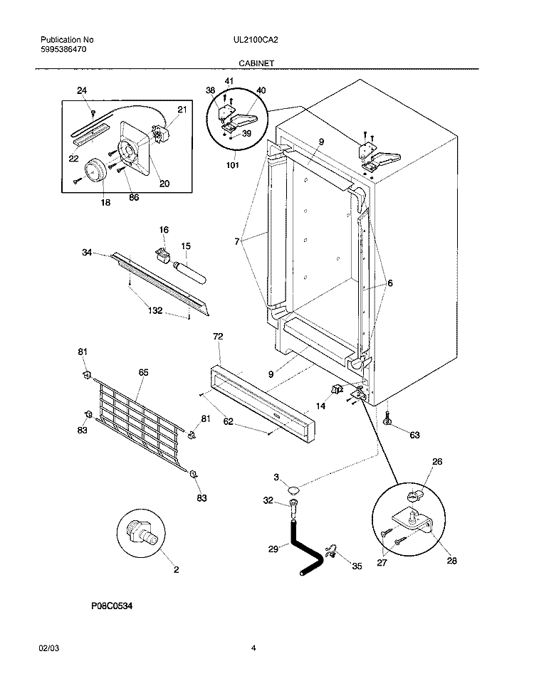 CABINET Diagram and Parts List for UL2100CA2  Electrolux Freezer
