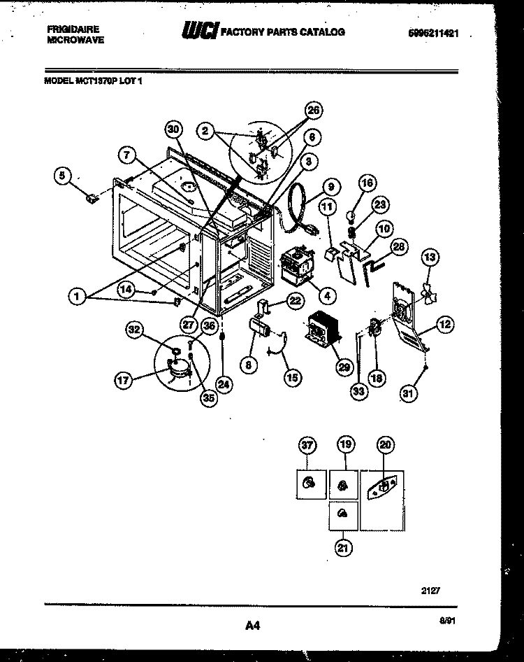 FUNCTIONAL PARTS Diagram and Parts List for MCT1370P1  Frigidaire Microwave