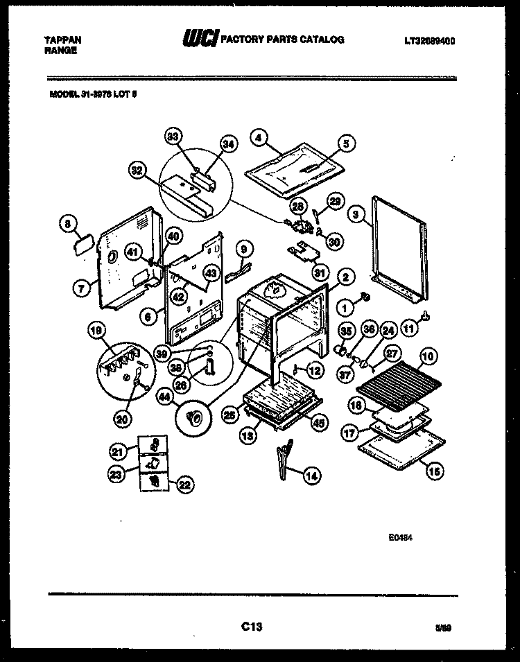 BODY PARTS Diagram and Parts List for 31-3978-23-05  Tappan Range