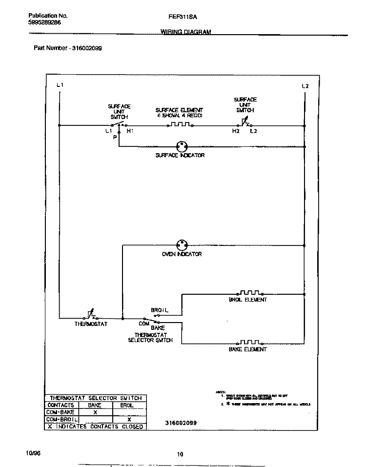 WIRING DIAGRAM Diagram and Parts List for FEF311SAWG  Frigidaire Range