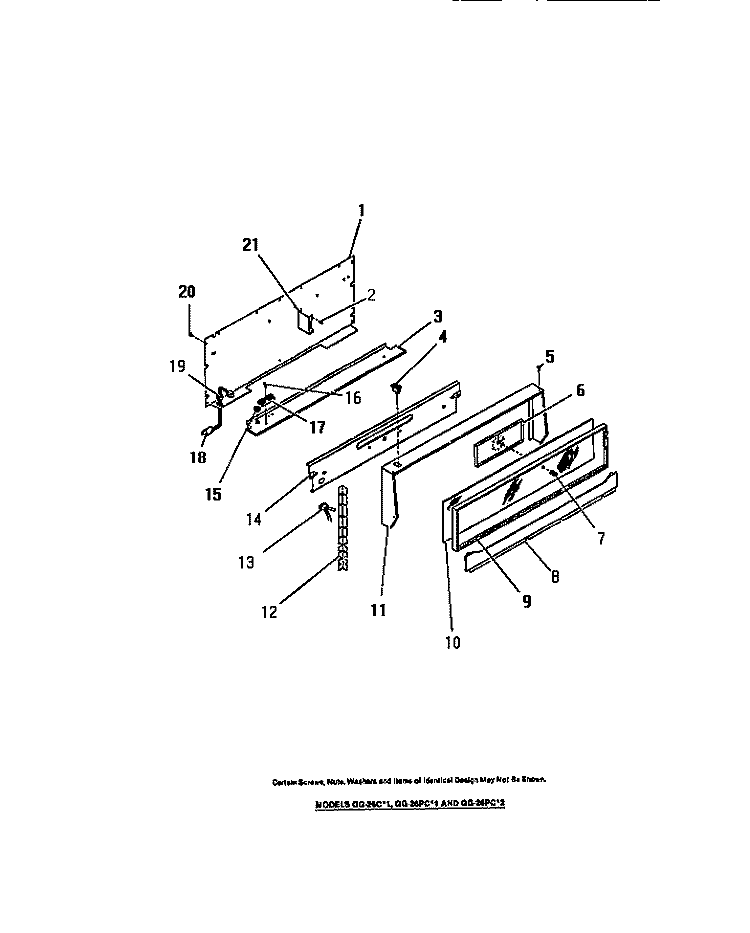 CONSOLE, PANELS Diagram and Parts List for GG26PCW2  Frigidaire Range