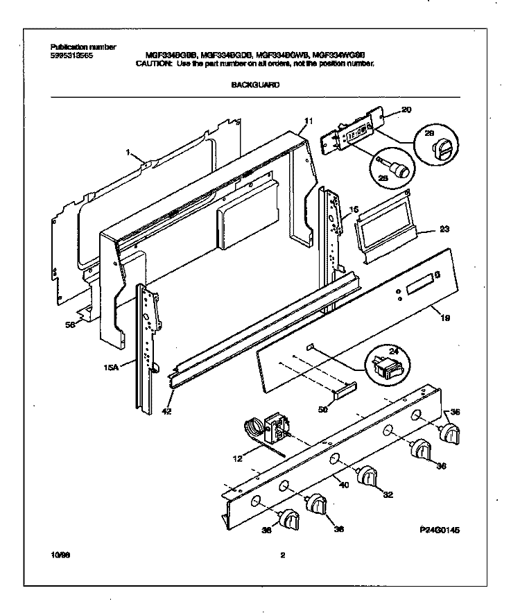 BACKGUARD Diagram and Parts List for MGF334BGBB  Frigidaire Range