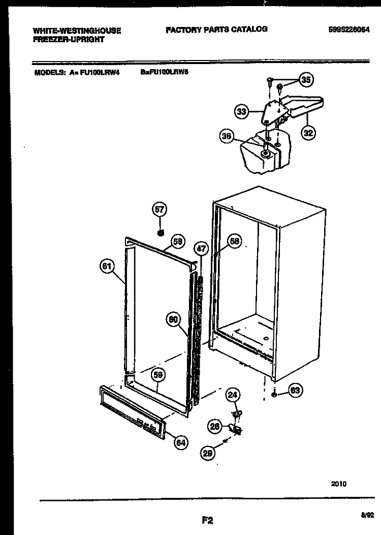 CABINET PARTS Diagram and Parts List for FU100LRW5  Frigidaire Freezer