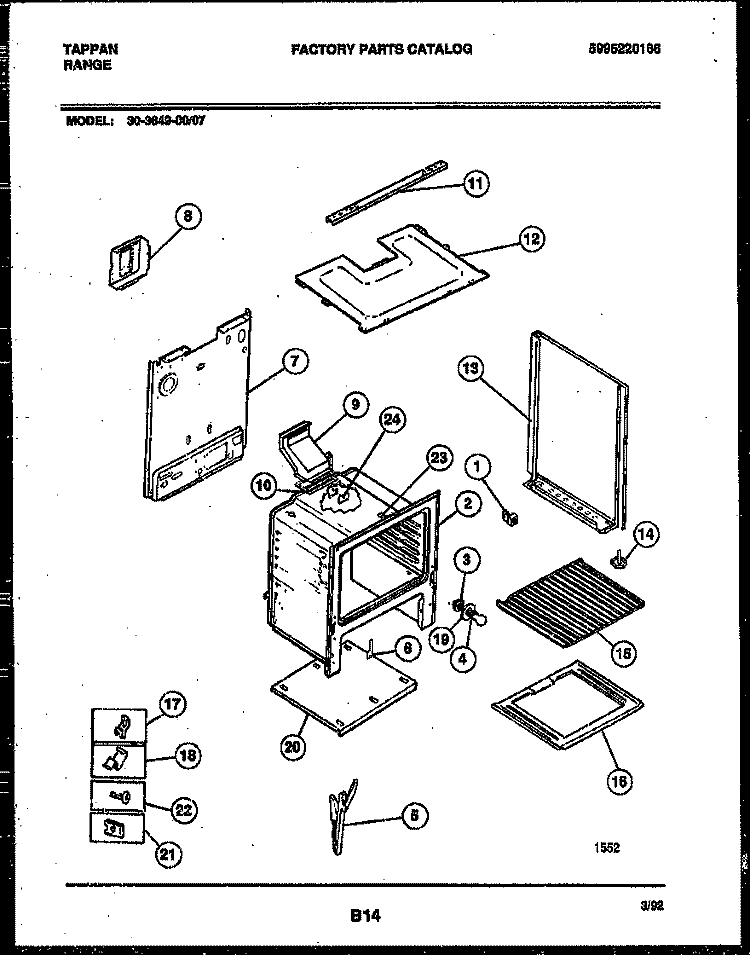 BODY PARTS Diagram and Parts List for 30-3649-66-07  Tappan Range