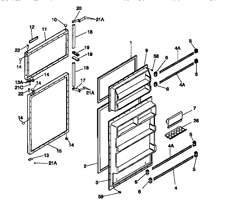 DOOR Diagram and Parts List for MRT21NNCW0  Uni Refrigerator
