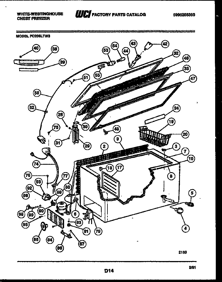 CHEST FREEZER PARTS Diagram and Parts List for FC206LTW3  Frigidaire Freezer