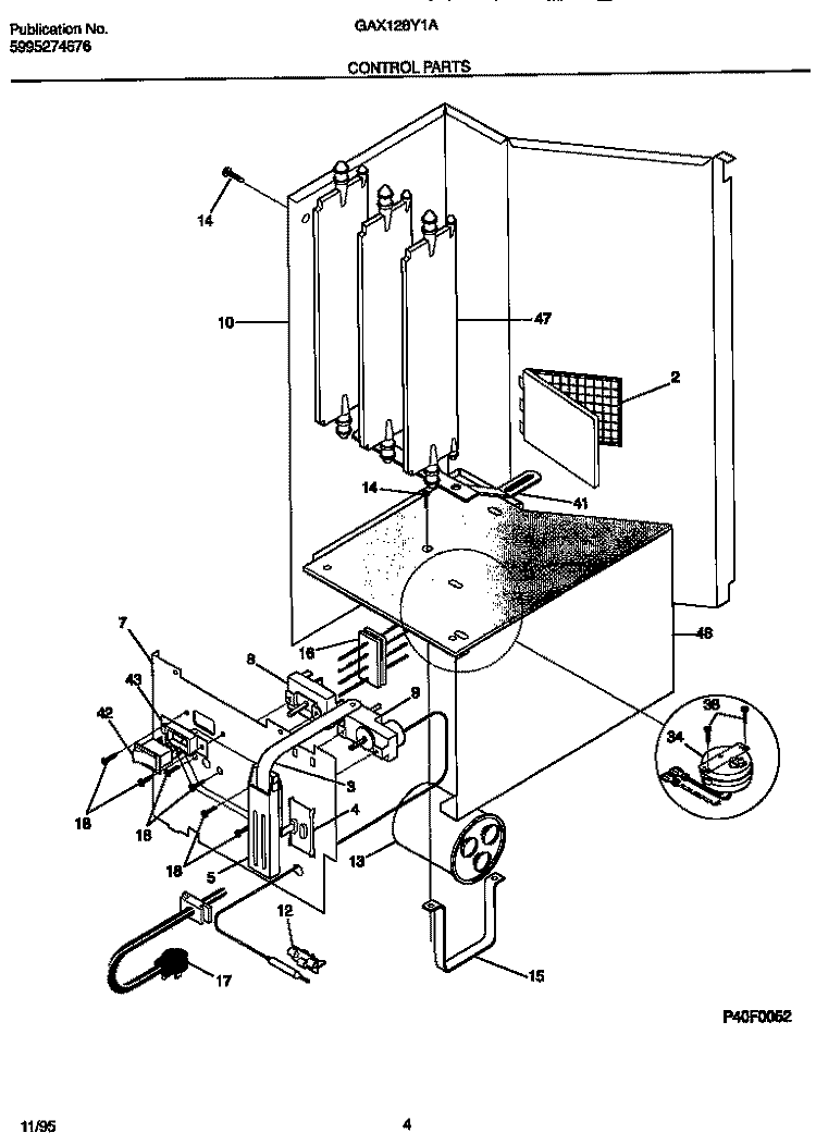 CONTROL PARTS Diagram and Parts List for GAX128Y1A1  Gibson Air Conditioner
