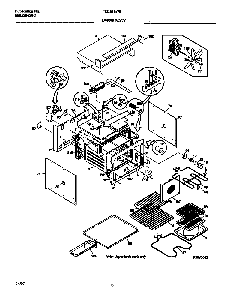 UPPER BODY Diagram and Parts List for FEB398WECA  Frigidaire Wall Oven
